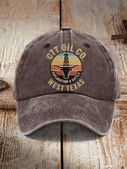 Unisex Retro CTT Oil Exploration & Cattle Print Hat