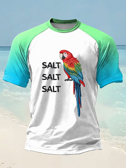 Men's Salt Salt Salt  Parrot Printed short sleeve t-shirt