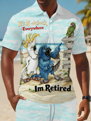 Men's Holiday Retirement Parrot Print polo shirt