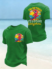 Men's Funny I'm Retired It's 5 O’clock Everywhere Parrot Print Casual Tee