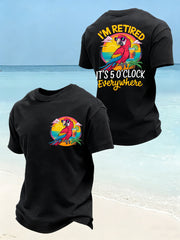 Men's Funny I'm Retired It's 5 O’clock Everywhere Parrot Print Casual Tee