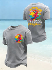 Men's Funny I'm Retired It's 5 O’clock Everywhere Parrot Print Casual Tee