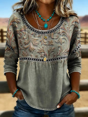 Women's Vintage Floral Print Casual Top