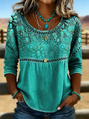 Women's Vintage Floral Print Casual Top