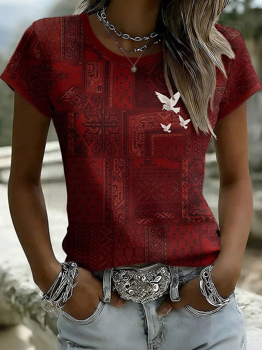 Women's Persian Art Peace Dove Print T-Shirts