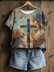 Women's Western Style Christian Cross Tops