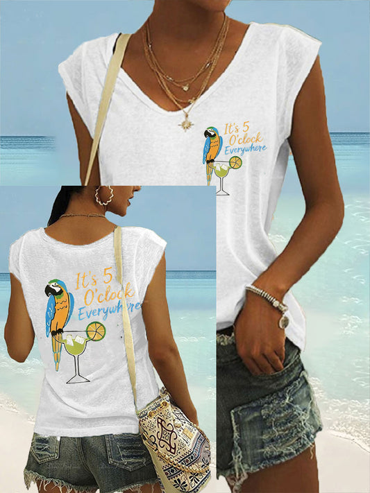 Women's It‘s 5 O'clock Everywhere coloured cotton T-shirt