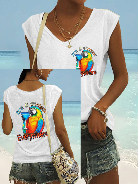 Women's It‘s 5 O'clock Everywhere coloured cotton T-shirt