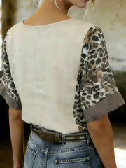 Women's Leopard Print Lace Patch T-Shirt