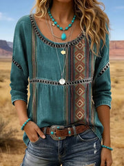 Women's Western Vintage Art Print Classic Top