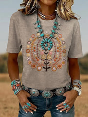 Women's Vintage Art Print Classic Short-sleeved T-shirt