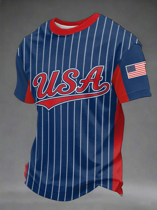 Men's USA Baseball Print Casual Tee