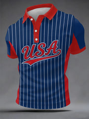 Men's USA Baseball Print Casual Polo