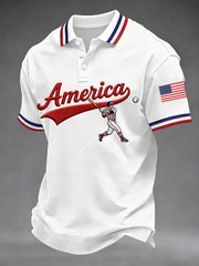 Men's USA Baseball Print Casual Polo
