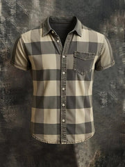 Men's Casual Retro Stripe Graphic Print Short Sleeve Shirt