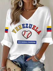 Women's Celebrate Venezuela Campeones 2026 Print Casual Waffle T-shirt