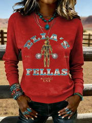 Women's Vintage Ella's Fellas Print Country Music Inspired Sweatshirt
