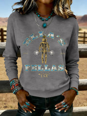 Women's Vintage Ella's Fellas Print Country Music Inspired Sweatshirt