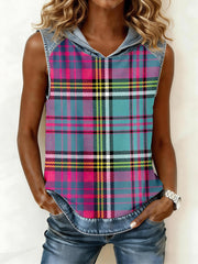 Women's Denim Patchwork Top