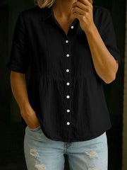 Women's Cotton And Linen Short-sleeve Shirt