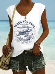 Women's Sea Turtles Print coloured cotton T-shirt