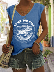 Women's Sea Turtles Print coloured cotton T-shirt