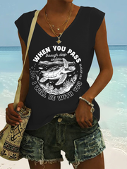 Women's Sea Turtles Print coloured cotton T-shirt
