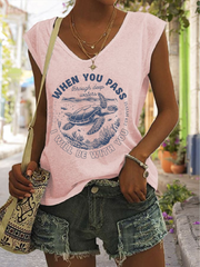 Women's Sea Turtles Print coloured cotton T-shirt