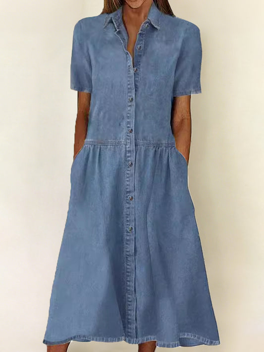 Women's Casual Elegant Short-Sleeve Denim Dress