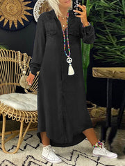 Women's Casual Elegant Long Denim Shirt Dress