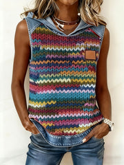 Women's Colorful Textured Print Sleeveless Tops