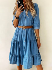Women's Casual Elegant Mid-Length Denim Dress
