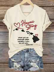 Women's Hawaii Strong When You Go Through Deep Waters, I Will Be With You. Isaiah 43:2 V-Neck Tee