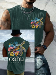 Men's Oahu Hawaii Sea Turtle Print Oahu Strong Tank Top