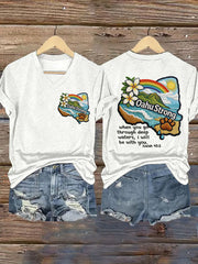 Women's Hawaii Flood Oahu Strong When You Go Through Deep Waters, I Will Be With You. Isaiah 43:2 Print V-Neck Tee