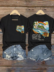 Women's Hawaii Flood Oahu Strong When You Go Through Deep Waters, I Will Be With You. Isaiah 43:2 Print V-Neck Tee
