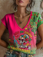 Women's Mexico Art Cinco De Mayo Printed T-Shirt