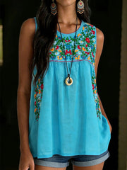Women's Mexican Floral Vest Top