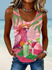 Women's I'm Retired, It‘s 5 O'clock Everywhere Parrot Print Casual Vest