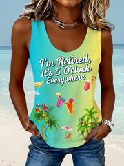 Women's I'm Retired, It‘s 5 O'clock Everywhere Gradient Print Casual Vest