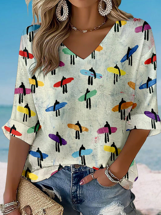 Women's Holiday Surf V-Neck Tops