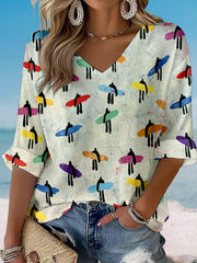 Women's Holiday Surf V-Neck Tops