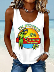Women's I'm Retired, It's 5 O'clock Everywhere Parrot Print Casual Vest