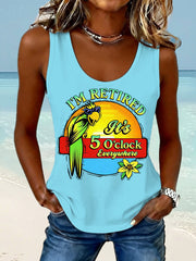 Women's I'm Retired, It's 5 O'clock Everywhere Parrot Print Casual Vest
