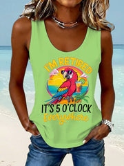 Women's I'm Retired, It's 5 O'clock Everywhere Parrot Print Casual Vest