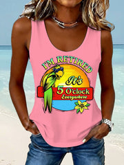 Women's I'm Retired, It's 5 O'clock Everywhere Parrot Print Casual Vest