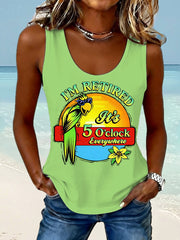 Women's I'm Retired, It's 5 O'clock Everywhere Parrot Print Casual Vest