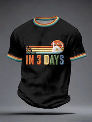 Men's A Lot Can Happen in 3 Days Embroidery Pattern Waffle T-Shirt