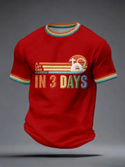 Men's A Lot Can Happen in 3 Days Embroidery Pattern Waffle T-Shirt
