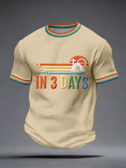 Men's A Lot Can Happen in 3 Days Embroidery Pattern Waffle T-Shirt